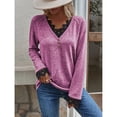 thumbnail image 2 of Suéter transpirable de otoño-invierno para la oficina y las citas, rosa brillante, talla M, cuello en V, manga larga, prendas de punto, 2 of 7