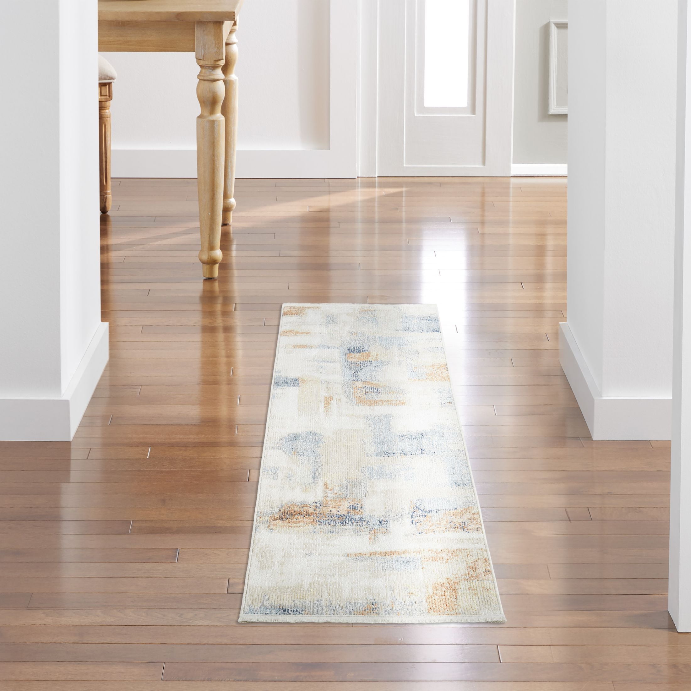 Mainstays Neutral Abstract Washable Indoor Area Rug, Abstract Neutral, 2' x 6'