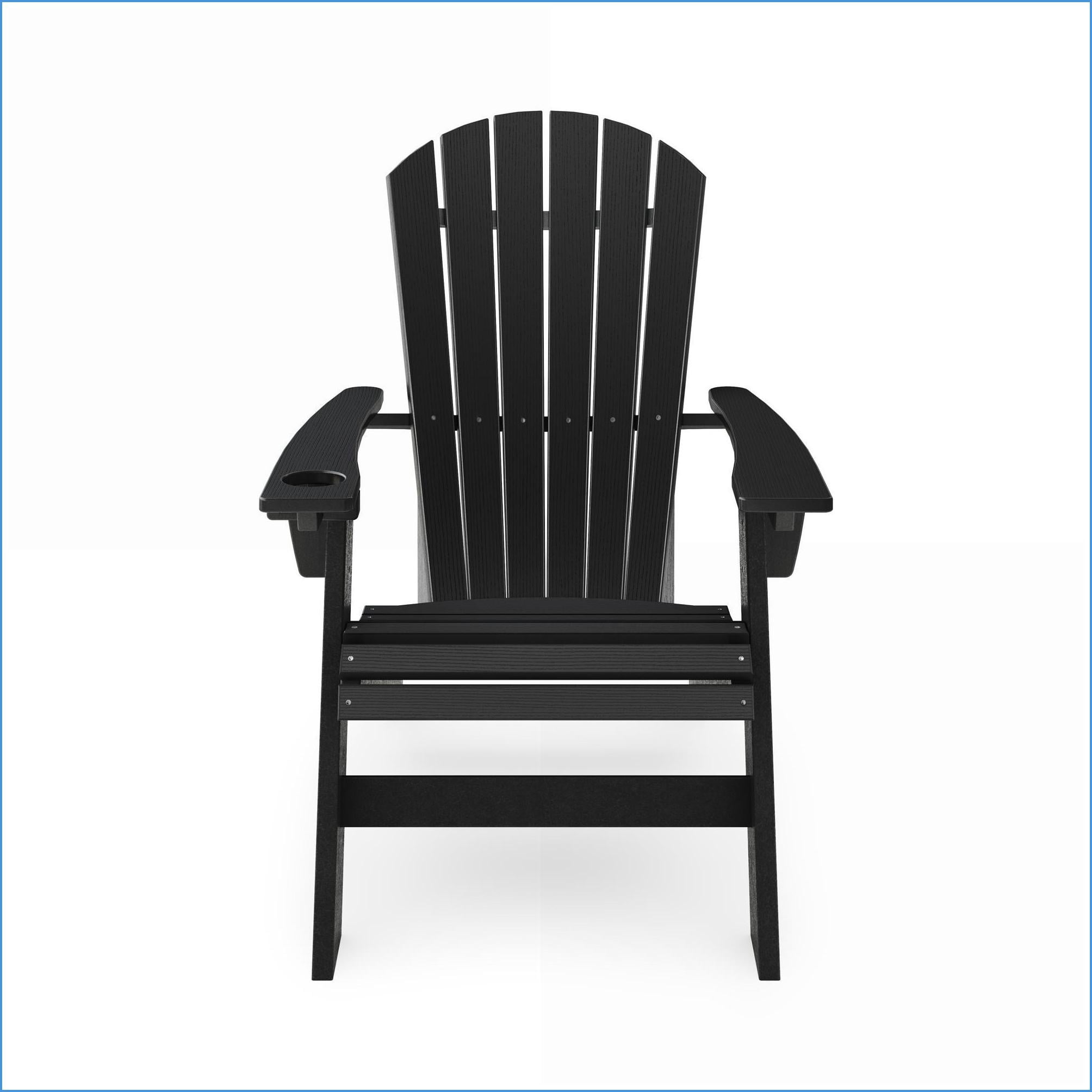 Outdoor Adirondack Chair – Curved Back for Poolside/Patio/Garden | Black | HDPE Poly Lumber