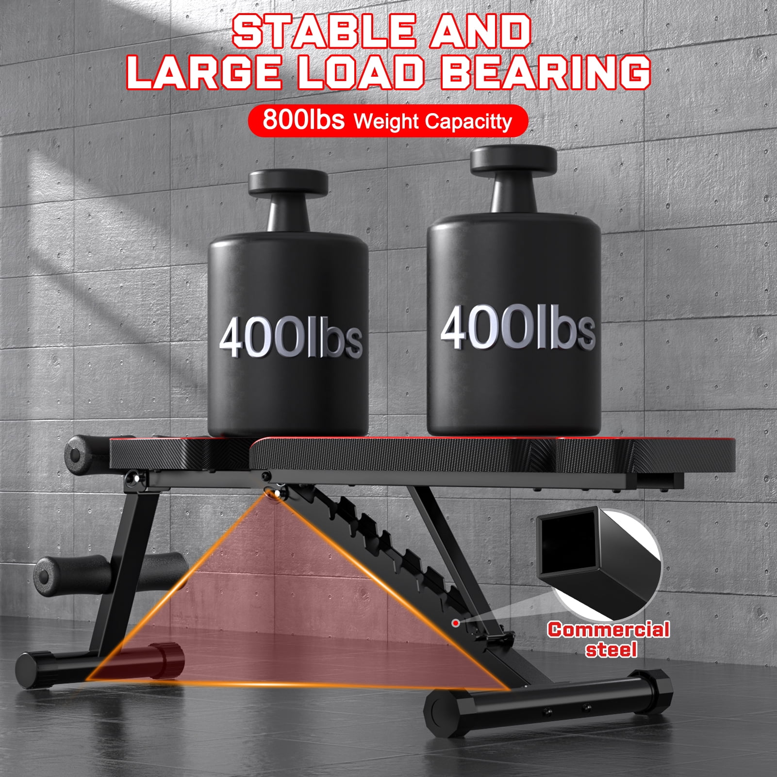 GIKPAL 9 Positions Adjustable Weight Bench,Foldable Workout Bench Olympic Weight Bench Press for Home Gym Full Body Strength Training,Support up to 800lbs