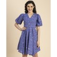 thumbnail image 2 of Moomaya Short Sleeves V Neck Cotton Dress - Women's Stylish Fit And Flare Dress, 2 of 9