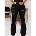 thumbnail image 1 of Pantalones de mujer clásicos europeos y americanos de cintura alta con agujeros y corte de flores Micro-pantalones de mujer, 1 of 6