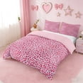 thumbnail image 2 of Erosebridal Pink Leopard Print Girls Queen Duvet Cover Set,Chic Cheetah Pattern Bedding For Women Adults,Reversible Pink,3-Piece(No Comforter), 2 of 6