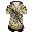thumbnail image 4 of Reverse Pole Compass Womens Summer V Neck Zipper Top Short Sleeve T Shirt Off Shoulder Top Casual Classy Loose Shirts, 4 of 7