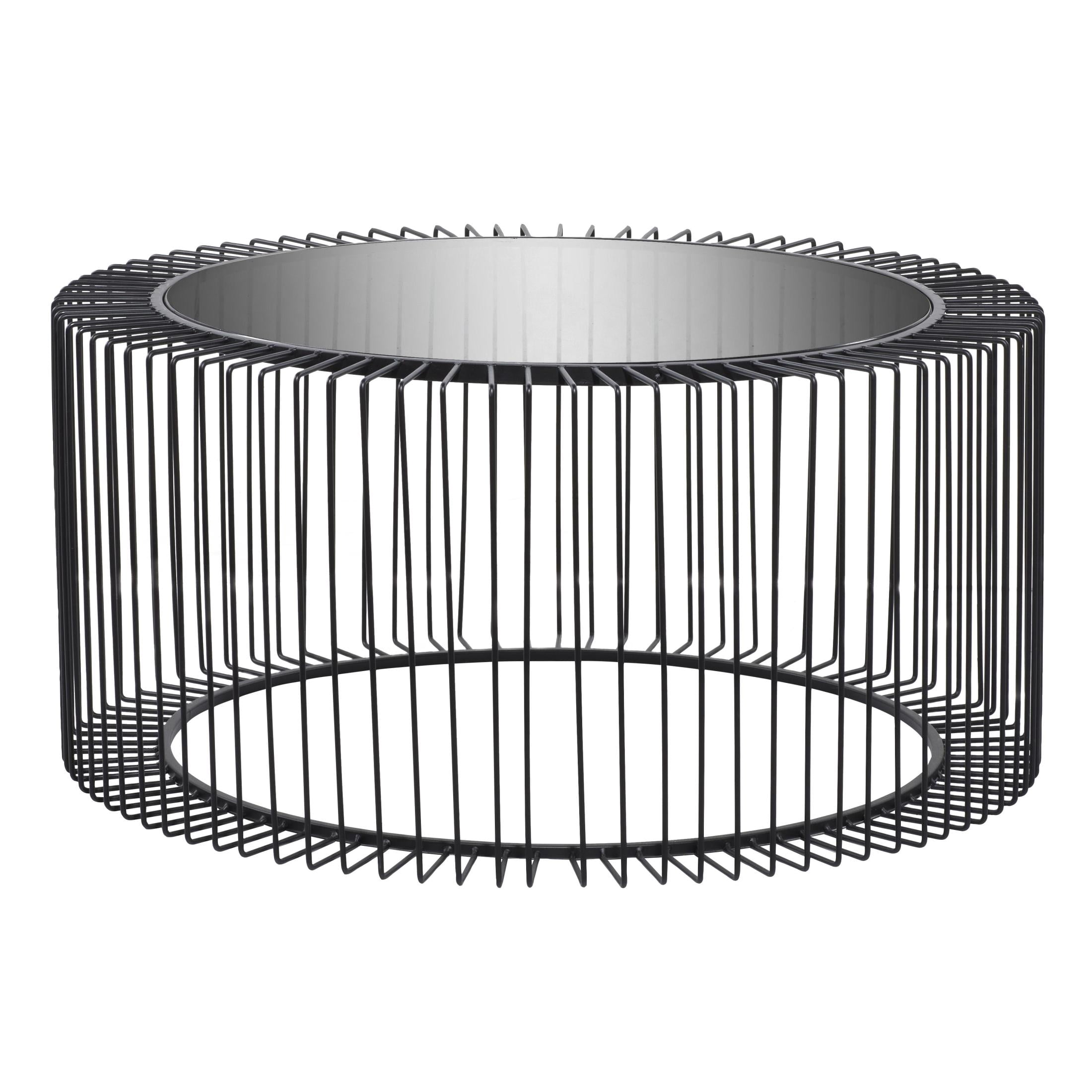 DecMode Contemporary Round Coffee Table, 32"W x 15"H Features Clear Glass Top and Black Open Metal Design