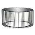 thumbnail image 6 of DecMode Contemporary Round Coffee Table, 32"W x 15"H Features Clear Glass Top and Black Open Metal Design, 6 of 12