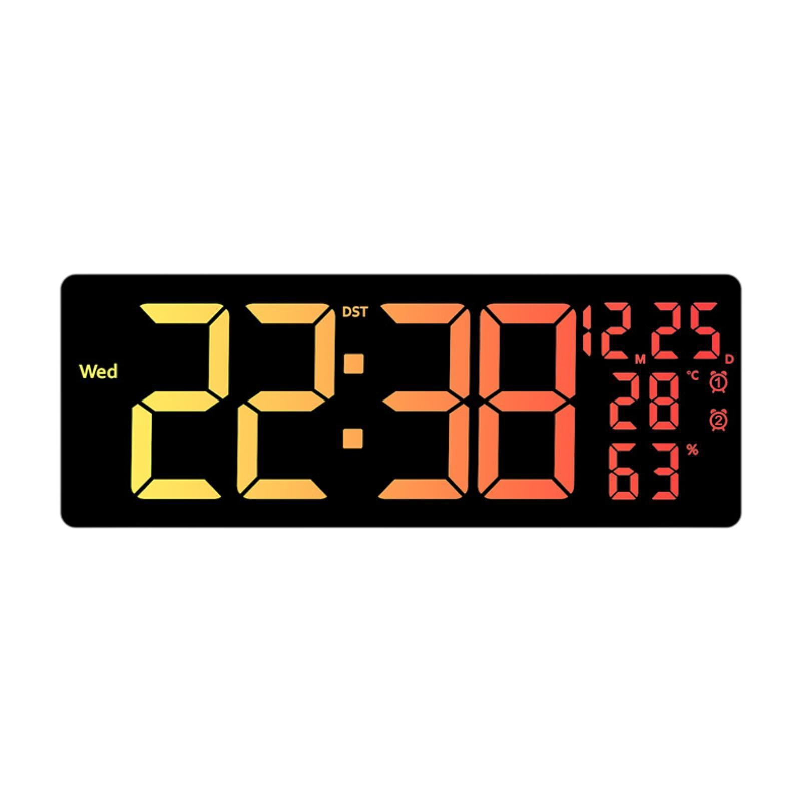 deevoka LED Digital Wall Clock Calendar 12/24H  degreeF/ degreeC Switchable Auto Dimming Date Week