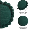 thumbnail image 5 of Acrylic Knitted Round Throw Pillow Knitting Bohemian Circular Cushion Pillow with Knit Handmade Pompoms Decorative Dark Green, Diameter 18inches, 5 of 5