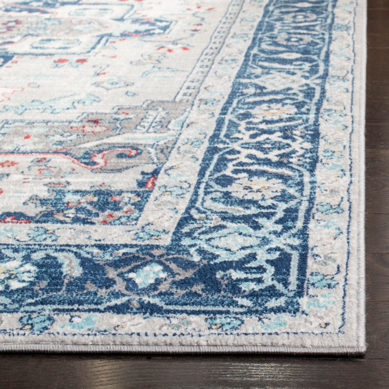 SAFAVIEH Brentwood Nanette Floral Bordered Area Rug, 5'3" x 7'6", Light Grey/Blue