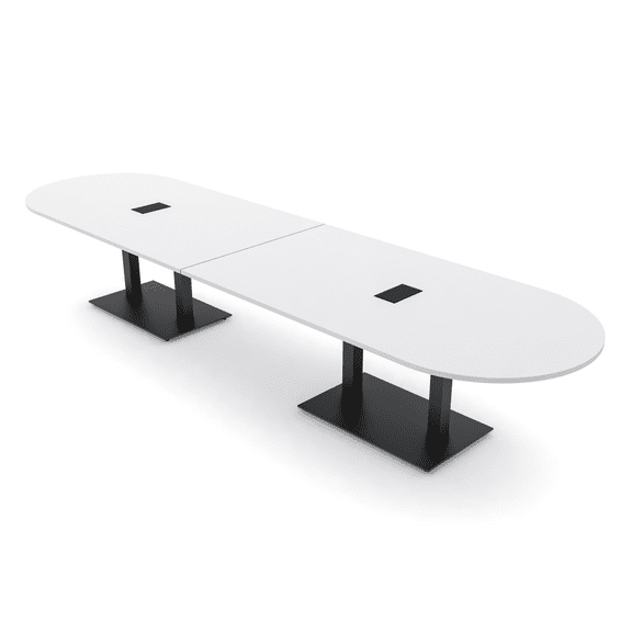 14' Modular Racetrack Conference Table With Double Bases Power Units