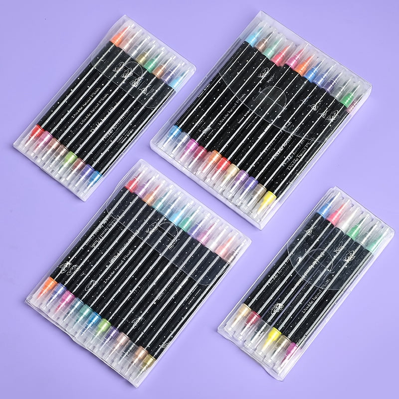 48/6Colors Double-headed Glitter Acrylic Markers Paint Pens Sparkly and Shiny for Rock Painting Stone Ceramic Glass Wood Fabric