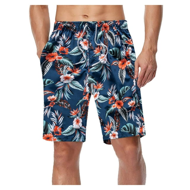 Shorts de Bain Imprimés d'Été pour Hommes avec Poche à Cordon pour Tenue de Plage Décontractée