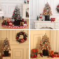 thumbnail image 6 of 3ft Pre-Lit Potted Christmas Tree - Frost Bloom Design, 78 Warm White LED Lights, 8 Modes, Square Patterned Base, Set of 2, 6 of 6
