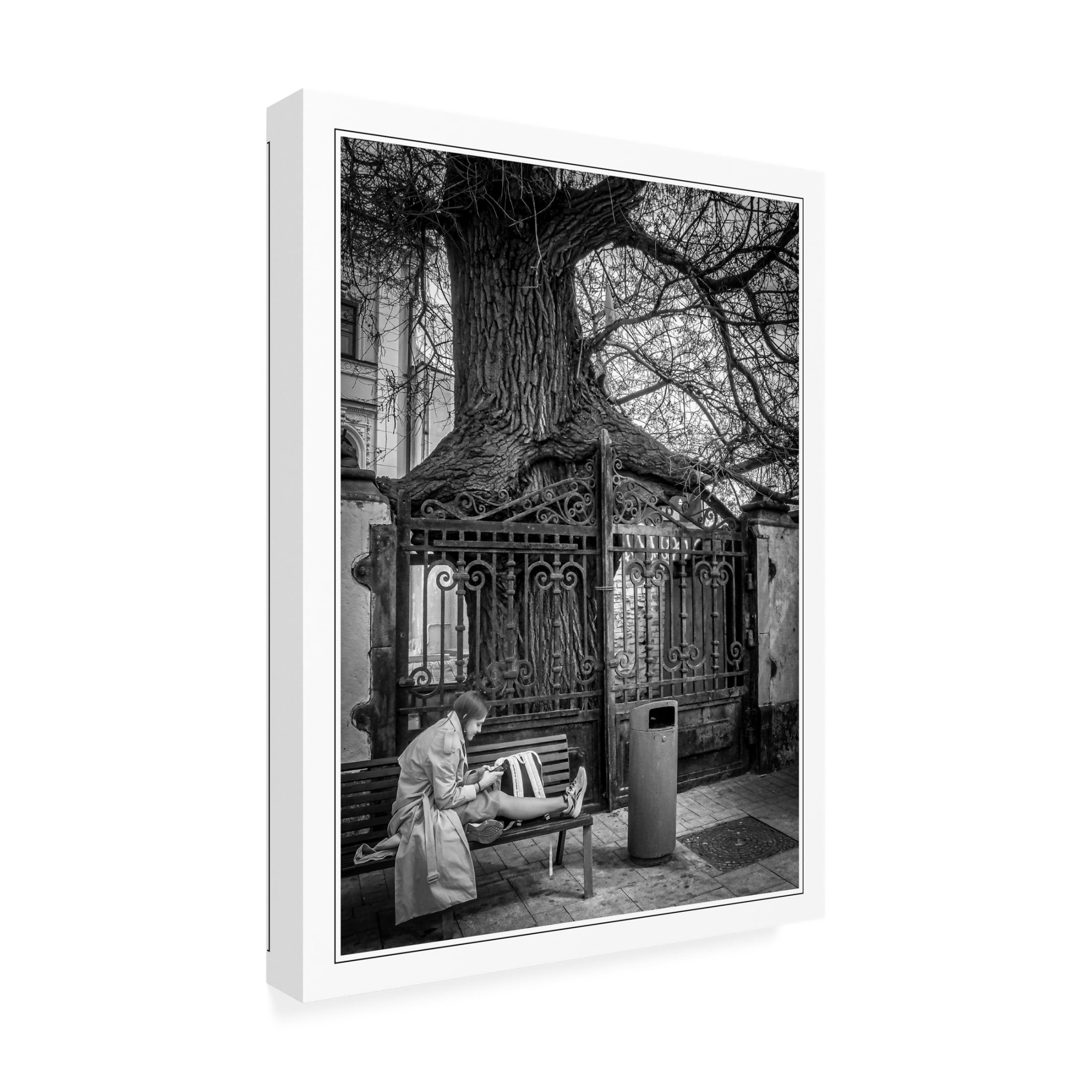 Canvas Wall Art - Yury A Melnikov 'City Woman Tree Urn Loneliness' Wall Art for Living Room, Bedroom, or Office Décor by Trademark Fine Art - 24 x 32 Inches