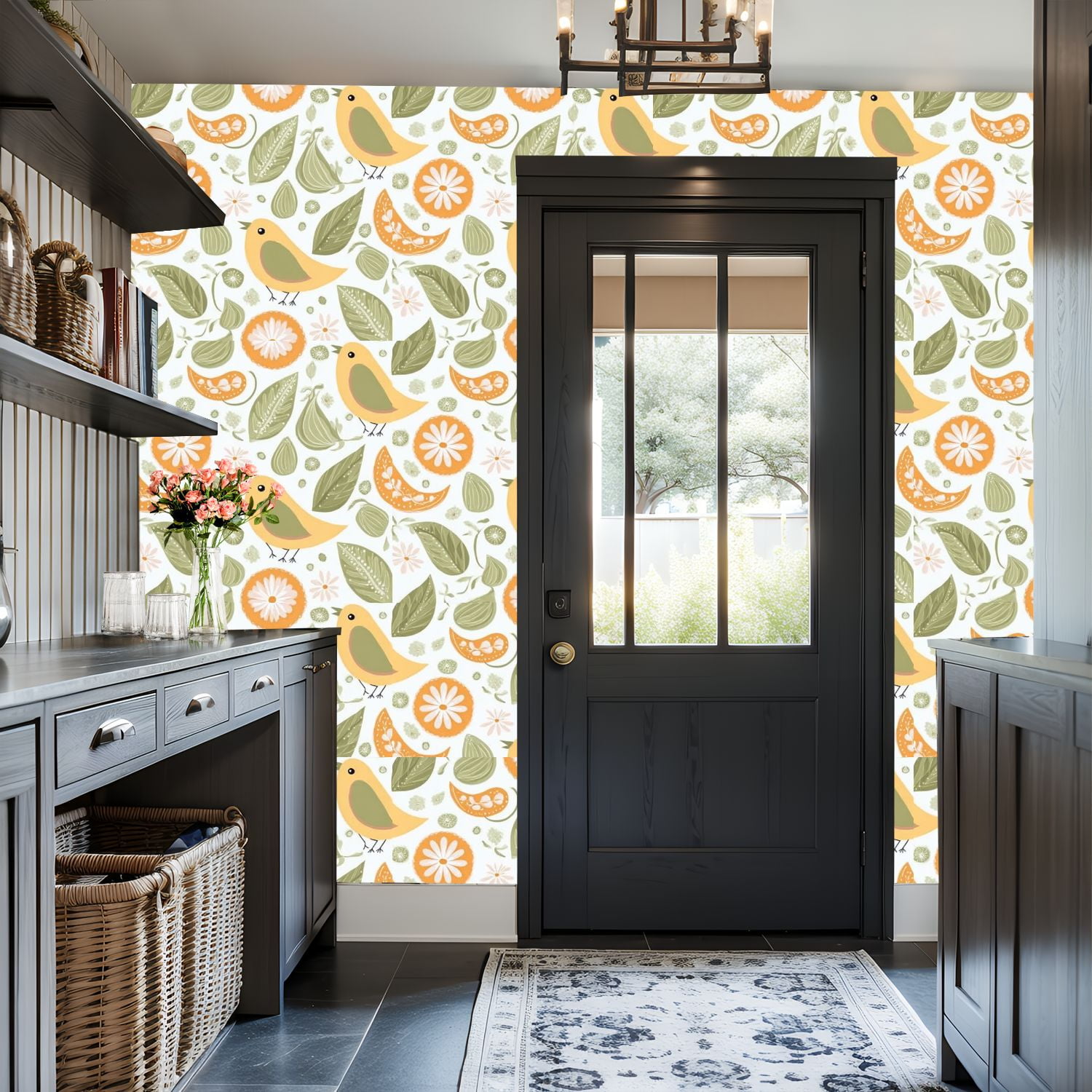 Paisley Peel and Stick Wallpaper 17.7in x 9.8ft Whimsical Birds Flowers Leaves Soft Pastels Contact Paper Vinyl Waterproof Self Adhesive Wall Paper for Bedroom Shelf Cabinet Renter Friendly