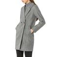 thumbnail image 5 of Allegra K Women's Double Breasted Lapel Raglan Long Sleeve Mid Length Overcoat XL Grey, 5 of 9