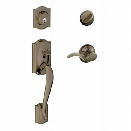 Schlage Lock 043156164998 Camelot Single Cylinder Handleset with Accent Lever, Oil Rubbed Bronze