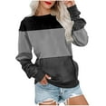 thumbnail image 5 of GA WEIHUA Clearance Deals,Women's Long Sleeve Sweatshirts Color Block Striped Casual Blouses With Pockets Fall Cute Crew Neck Loose Tops Deals for Today(Gray,Small), 5 of 5
