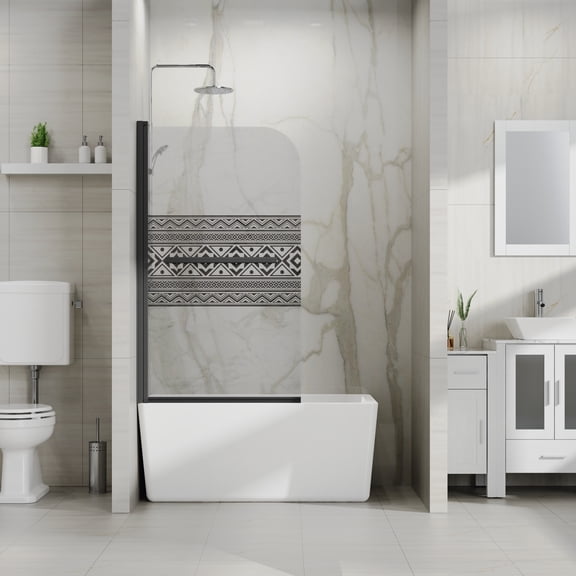 Kaisneo Black Tempered 32 in. W x 55 in. H 0.25 in. Thick Frameless Shower Door