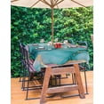thumbnail image 3 of Boanket Outdoor Tablecloth with Umbrella Hole for Patio/Picnic/Party/Camping, Teal Pink Marble Waterproof Table Cloth Rectangle Table Cover Washable, Luxury Abstract Ink Painting Modern (60"x 120"), 3 of 7