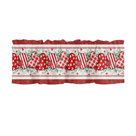 

Valentine s Day Red Printed Curtain Fabric Light Living Room Insulated Short Curtain Bedroom Finished Curtain Decoration Hot Sale Clearance