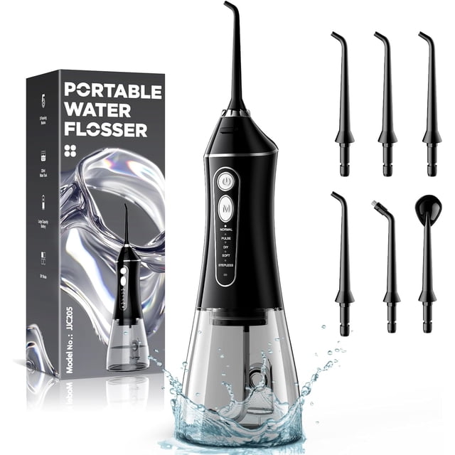 Flosser Reure, portátil, 320 ml, 5 modos, recargable, negro