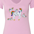 thumbnail image 4 of Inktastic Cute Unicorn Family Women's V-Neck T-Shirt, 4 of 5