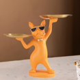 thumbnail image 2 of Bandeja con estatua de bulldog a la moda para decoración del hogar, soporte para aperitivos, decoración de mesa naranja, 2 of 7