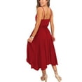 thumbnail image 3 of Liacowi Women Summer Casual Long Dress V Neck Drawstring Waist Sleeveless Dress Plus Size Irregular Hem Flowy Loose Dresses, 3 of 4