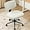 Sherpa White/Pu Grey, variant on Armless Desk Chair, Home Office Chairs No Arms with Wheels, Leather Upholstered Cute Vanity Chair with Back Swivel Rolling for Bedroom Makeup Study Small Spaces, PU Cream Beige