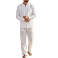 thumbnail image 2 of INSPIRE CHIC Men's Cotton Linen Shirt Long Sleeve Button Down Casual Shirts M White, 2 of 6