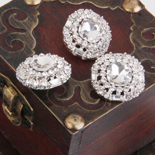 5pcs Botones de Cristal para Caña Decoración Artesanía Bricoje forma forma Pta 2.3 * 2.3cm BLESIY botones de diamantes de imitación