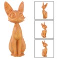 thumbnail image 2 of Creative Miniature Wood Carving Kitten Decor Vehicle-mounted Cat Statue Desktop Wood Craft, 2 of 9