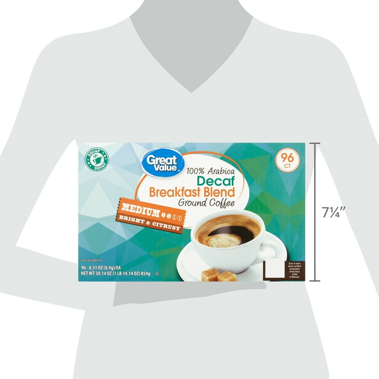 Great Value 100 Arabica Decaf Breakfast Blend Coffee Pods Medium Roast 96 Count Walmart