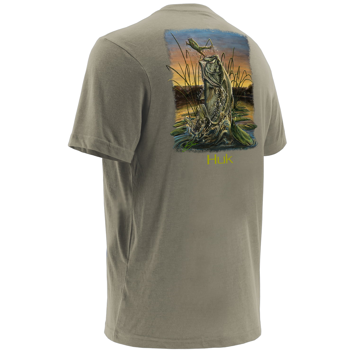Huk Performance KC Scott Crushed Gray Fishing T-Shirt Men's Size Medium 