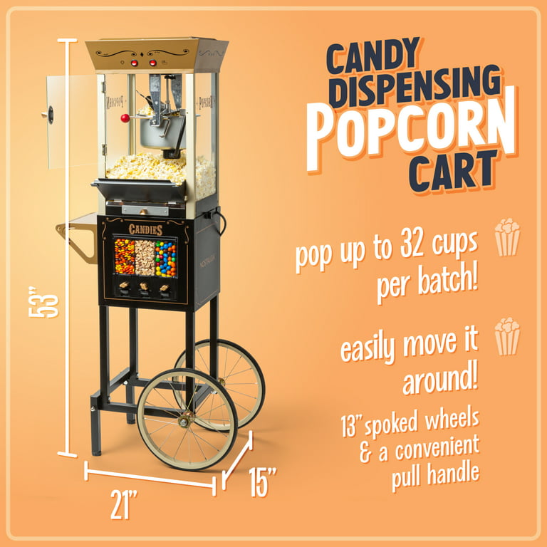 Nostalgia Candy & Snack Dispensing 8 Oz. Popcorn Cart - NKPCRTCD8BG