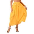 thumbnail image 5 of Doomiva Women Belly Dance Skirts Dance Chiffon Skirt with Coin Party Layered Dancing Skirt Yellow One Size, 5 of 7