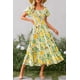 thumbnail image 3 of Vestido PRETTYGARDEN midi amarillo floral de manga abullonada talla XL, 3 of 8