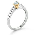 thumbnail image 3 of Gem Stone King 0.17 Ct Round Sky Blue Aquamarine 10K White and Yellow Gold Solitaire Engagement Ring (Size 9), 3 of 4