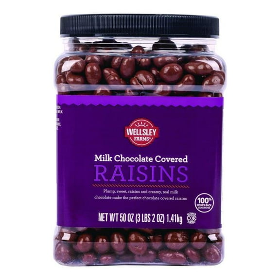 Product of Wellsley Farms Milk Chocolate Covered Raisins, 50 oz.