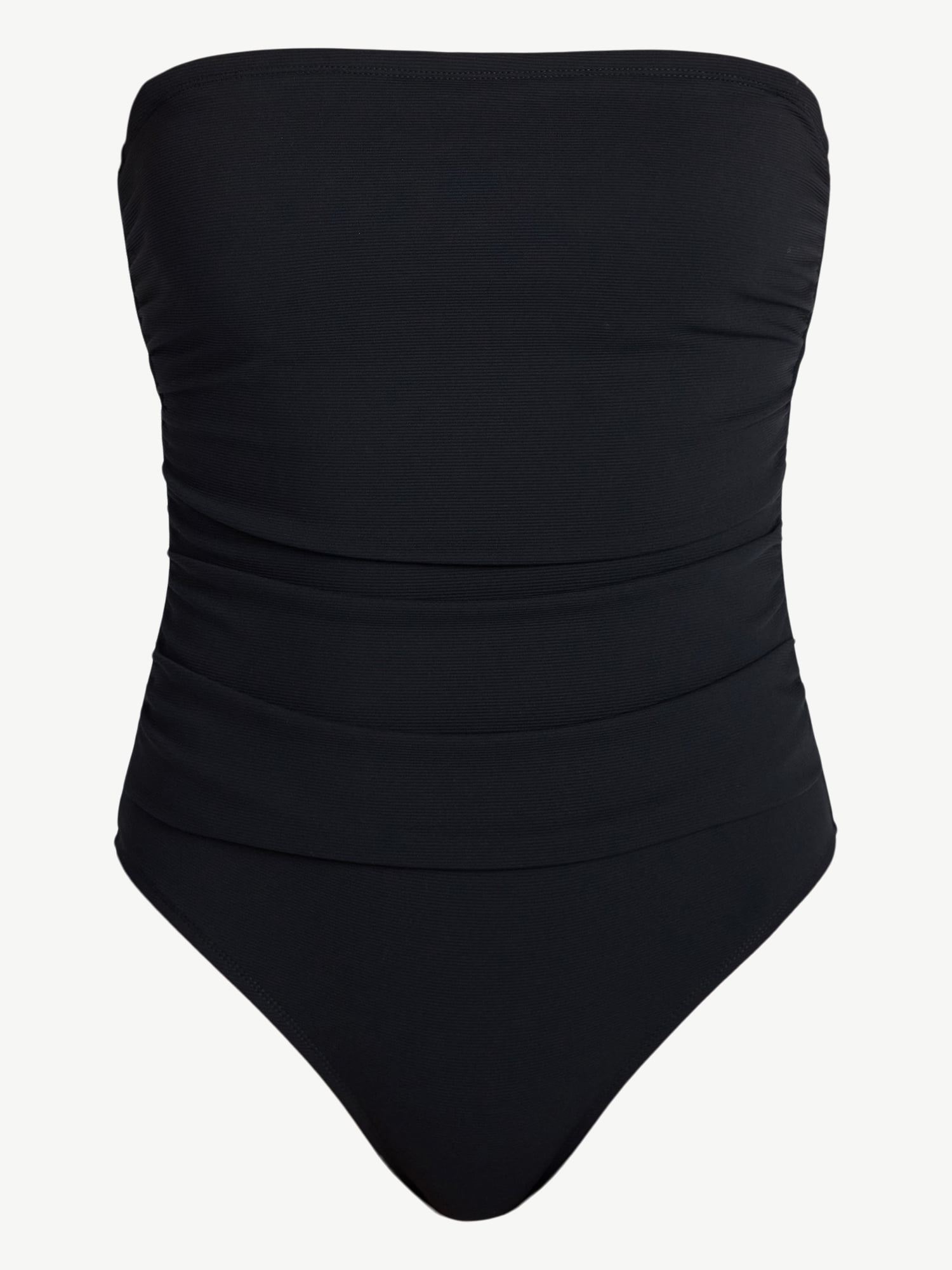 Time and Tru Women's and Women's Plus Size Ribbed Bandeau One Piece Swimsuit, Sizes XS-3X