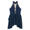 thumbnail image 2 of XUNZOO Kids Girls Figure Ice Skating Dress Sleeveless Rhinestone Ballet Dance Leotard Lyrical Dress Costume Navy Blue 8, 2 of 7