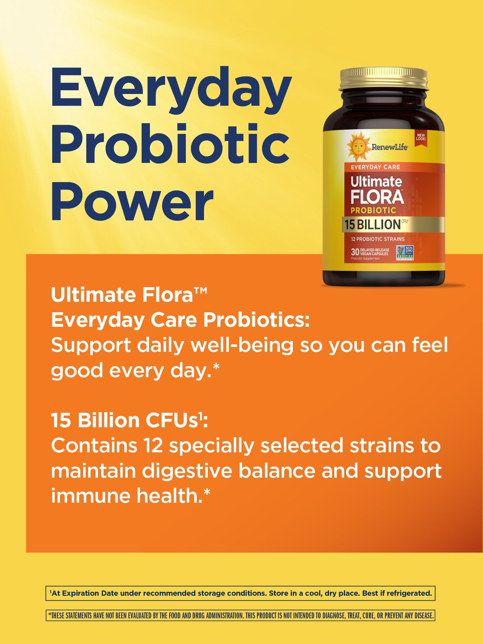 Renew Life Ultimate Flora Probiotic Capsules | 15 Billion CFU | 30 Count