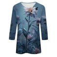 thumbnail image 5 of Women's Rose Shirt Blouse 3/4 Length Sleeve Tshirts Tops Casual Loose Tunic Shirts Clothings, 5 of 5