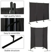 JAXPETY 6 Ft Modern Room Divider, Folding Privacy Screen with 3 Panels and Metal Standing, Portable Wall Partition for Home Office Separator, Black