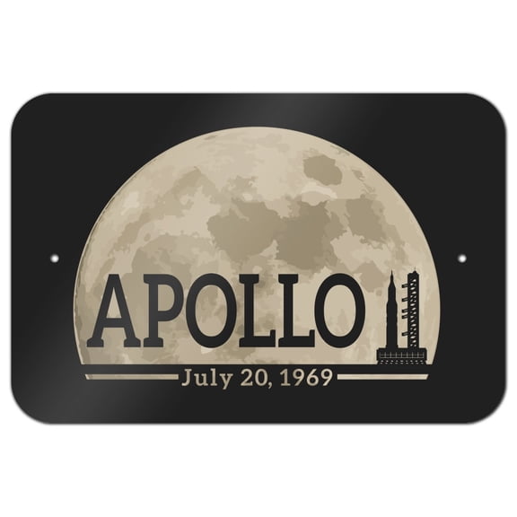 NASA Apollo 11 Moon with Saturn V Rocket and Launchpad Home Business Office Sign
