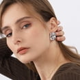 thumbnail image 4 of Lancharmed White Gold Plated Stud Earrings for Womens,Rectangular Earring Gifts for Women, 4 of 7