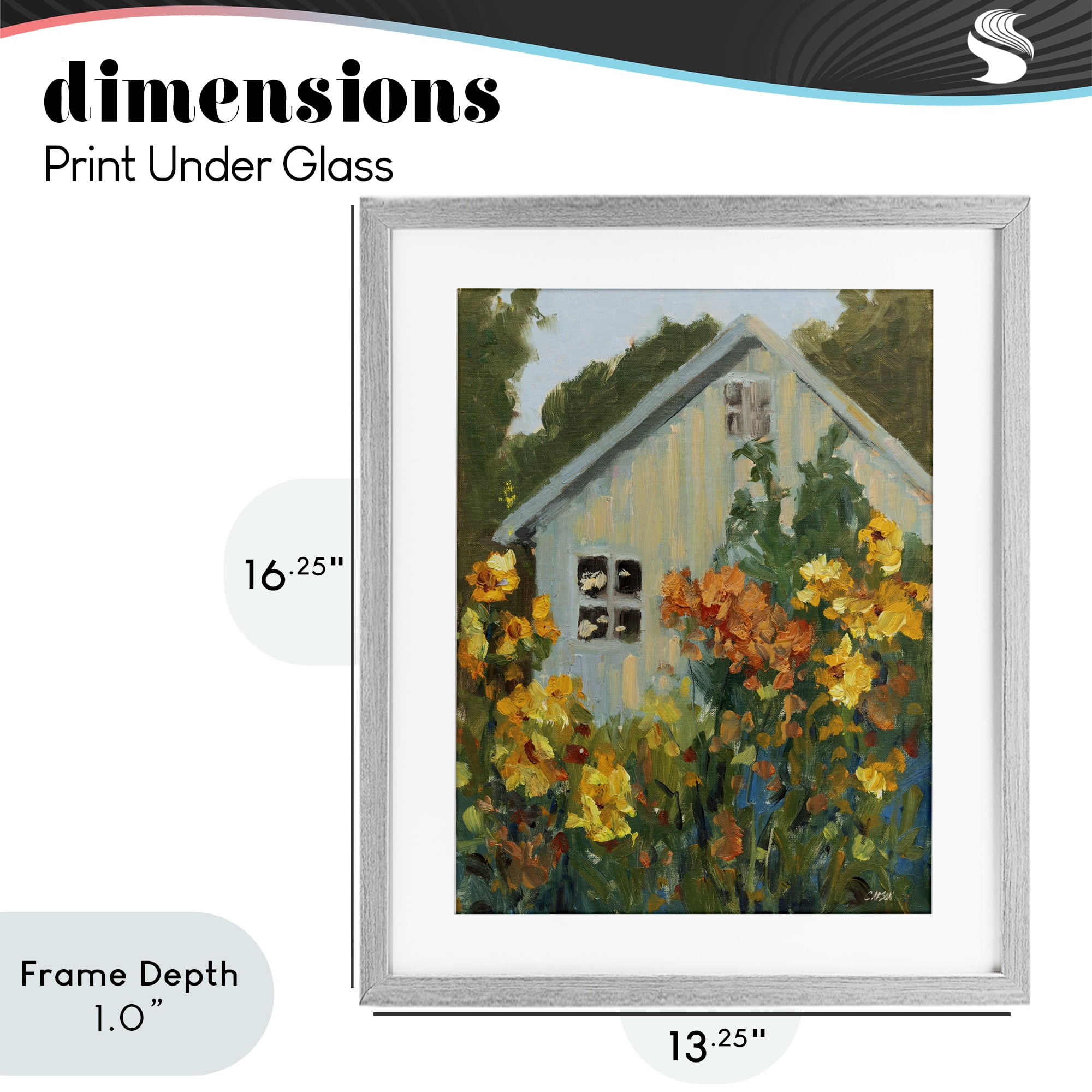 Stupell Industries Sunlit Cottage Garden View Gray Framed Print Under Glass, design by Carson Overstreet
