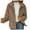 Khaki, variant on QUNYINEY Zip Up Women's Jackets Brown Casual Solid Fluffy Lightweight Jacket Short Lapel Collar Long Sleeve Warm Loose Hoodless Coats