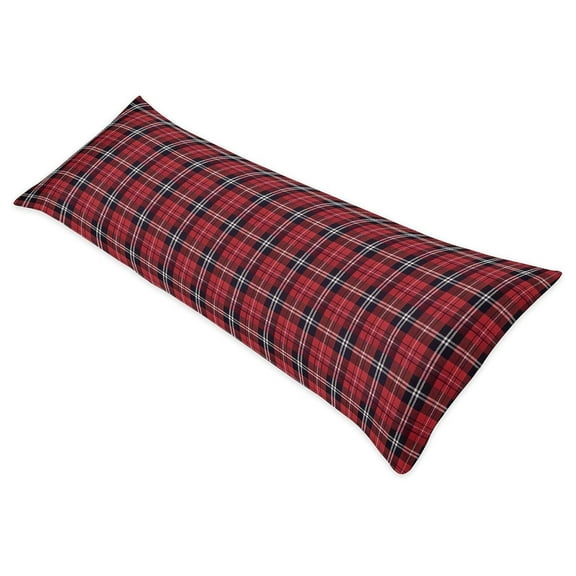 Red and Black Woodland Plaid Flannel Body Pillow Case Cover for Rustic (Pillow Not Included)